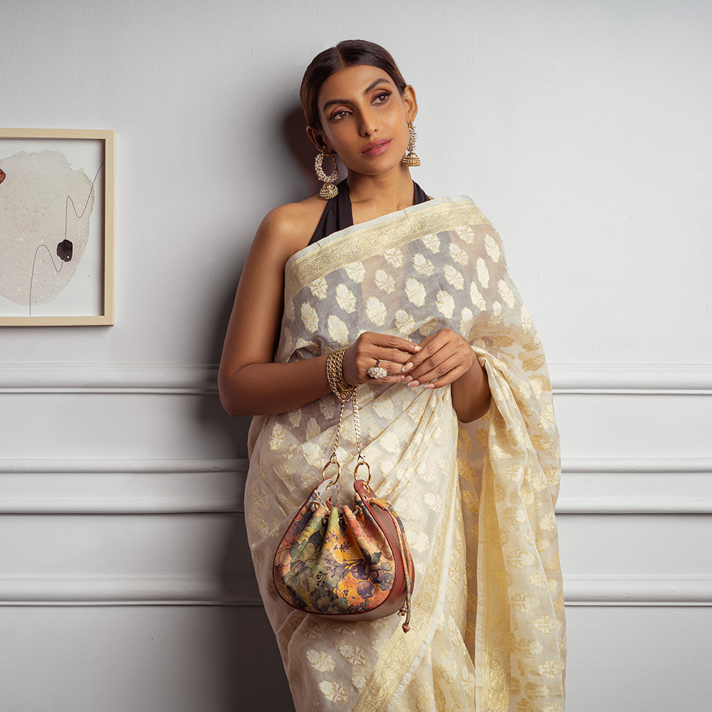 Potli Bag With Saree Potli Bag With Saree Burgundy Hand