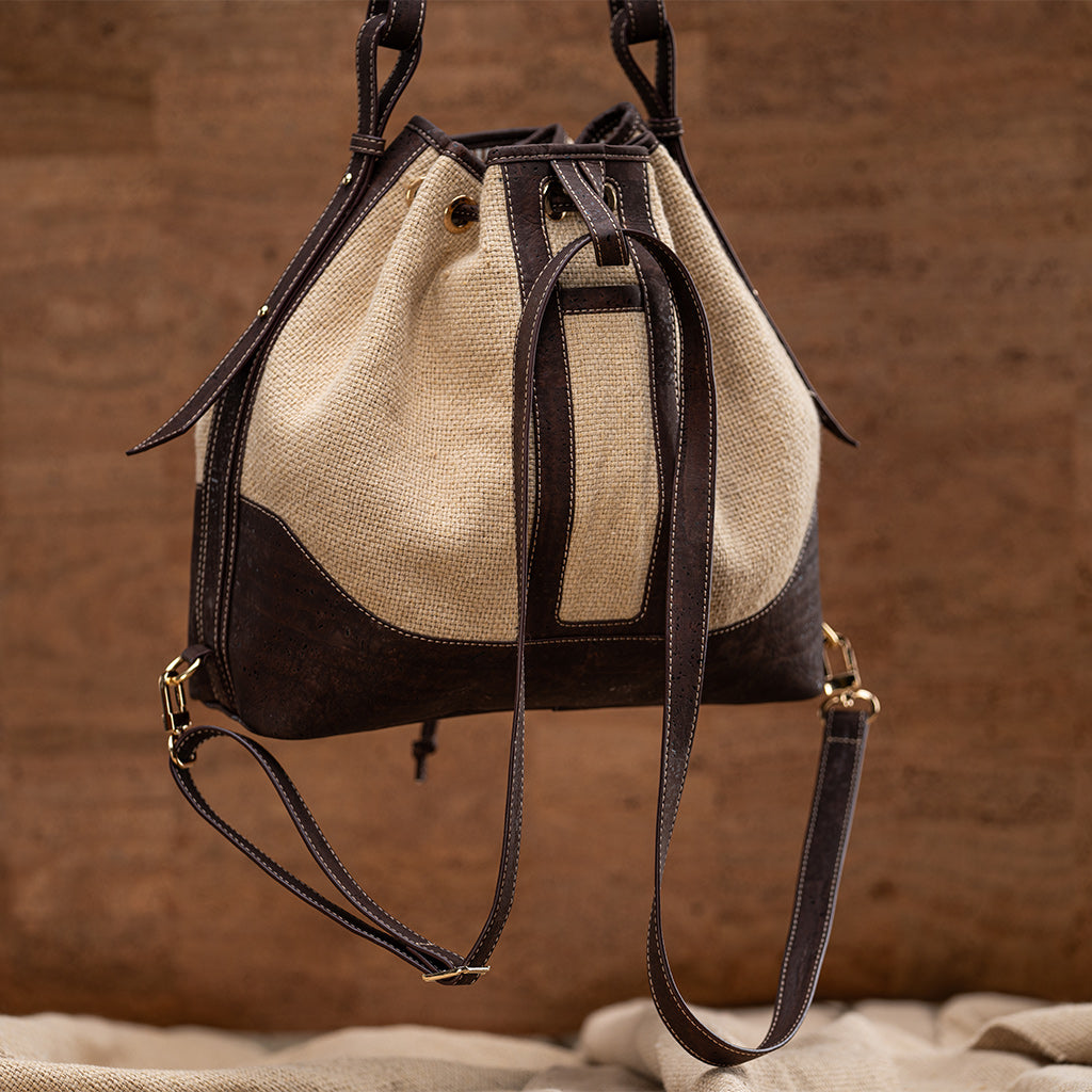 Classic Cork Bucket Bag with Drawstring