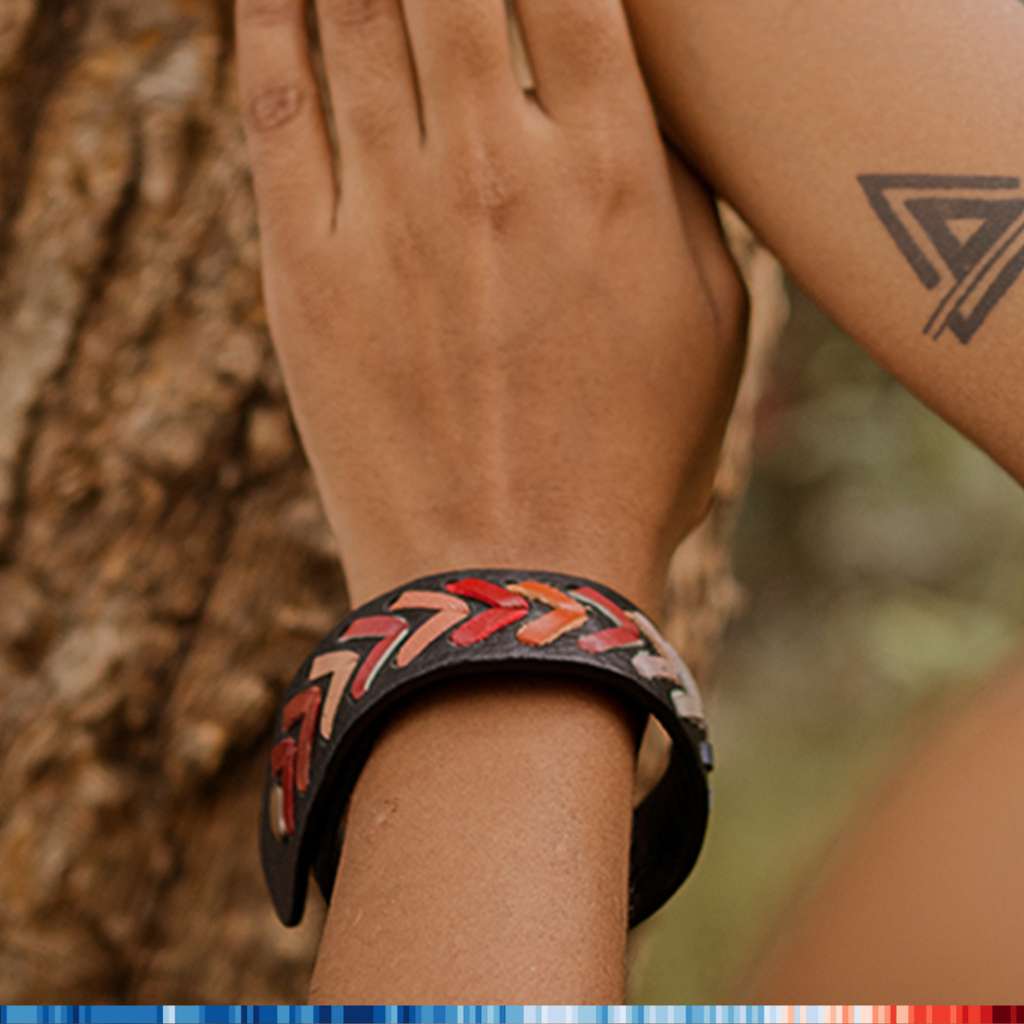 upcycled leather solidarity unisex bracelet